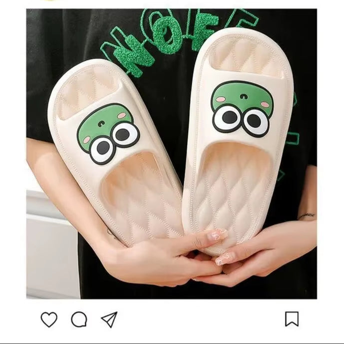Summer Beach Slides Bathroom anti Slip Slipper Non-Slip Home Flip Flops Cartoon Frog Soft Sandals